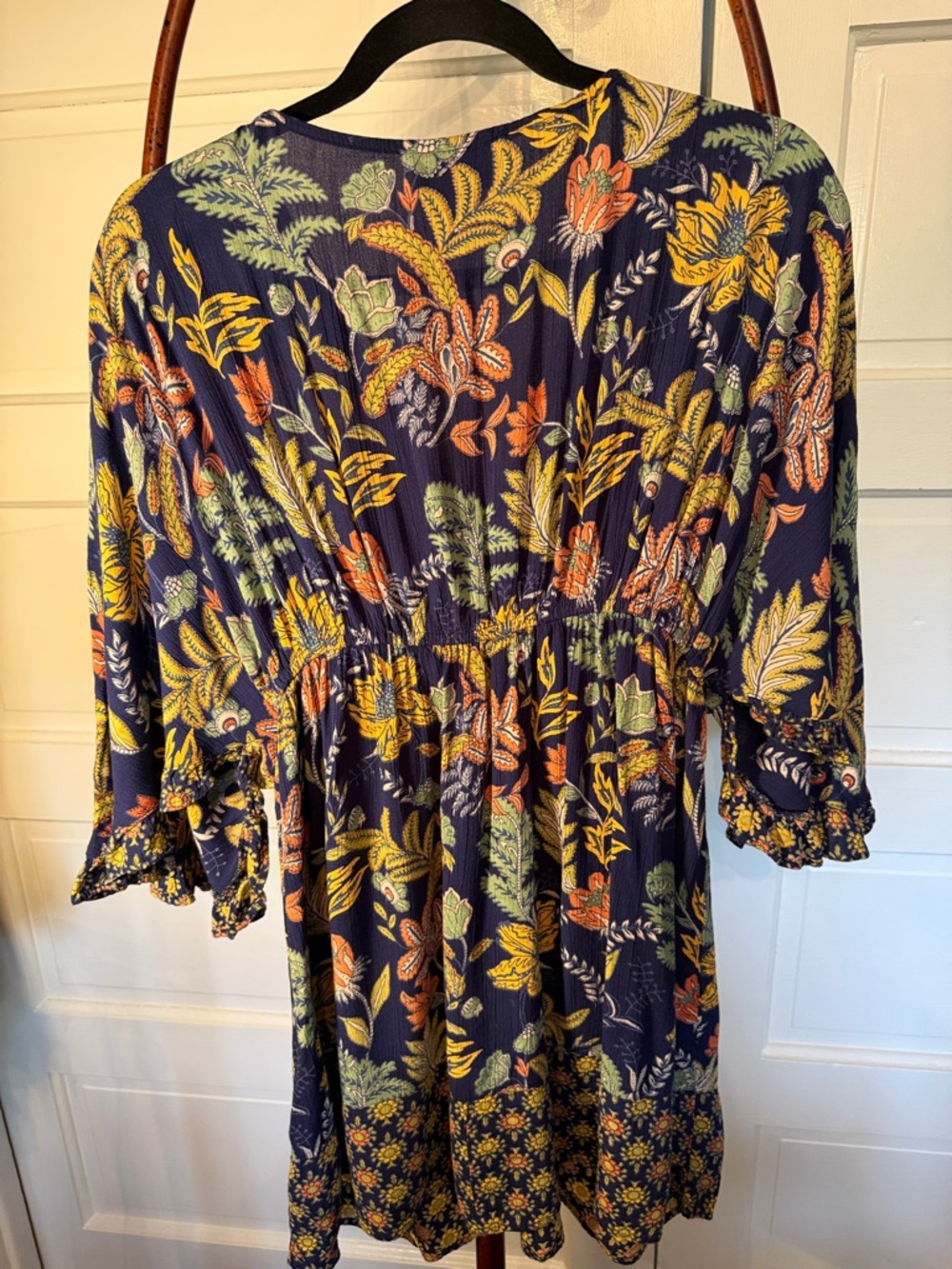 Angie Boho Floral Mini Dress Flowy Beachy Babydoll Tunic - Picture 3 of 7